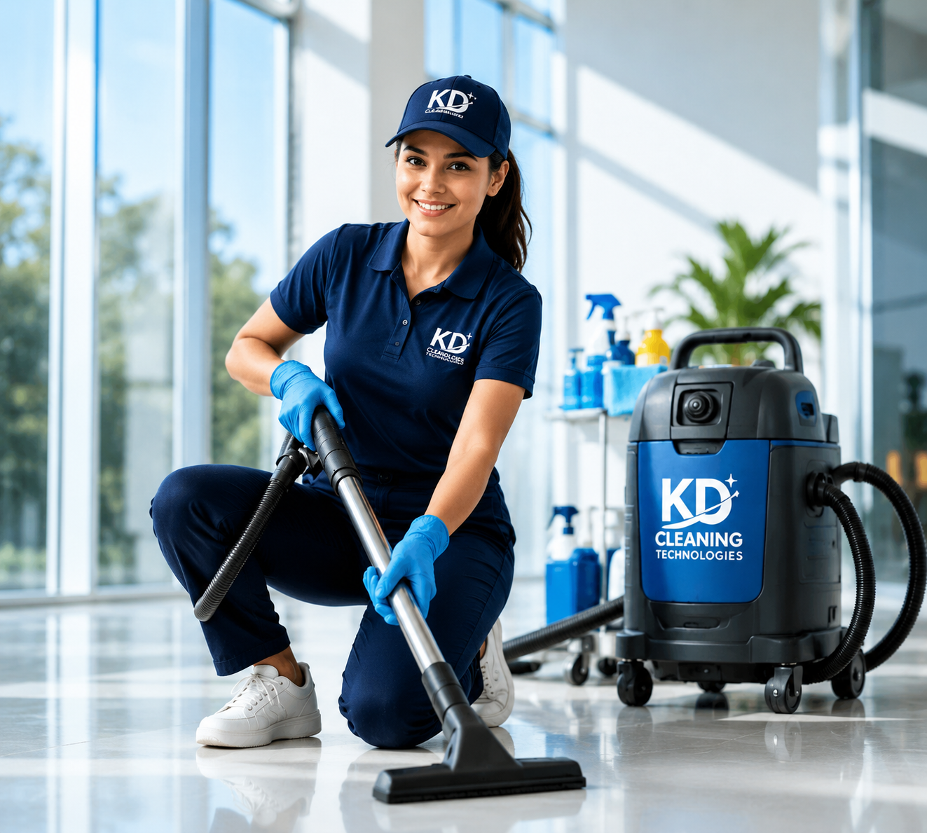 Professional KD Cleaning Technologies cleaner using smart tools